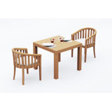 3 Pcs Grade-A Teak Wood Dining Set: 36" Square Table And 2 Lenong Arm Chairs #11LN0802