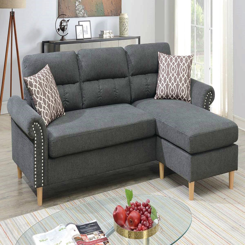 Ensemble de canapé modulaire réversible en polyfibre couleur ardoise