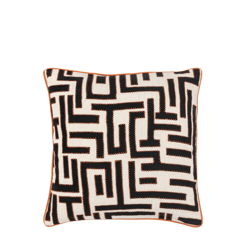 Geometric Square Cushion, Black