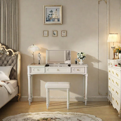 Cream Style Solid Wood Dressing Table