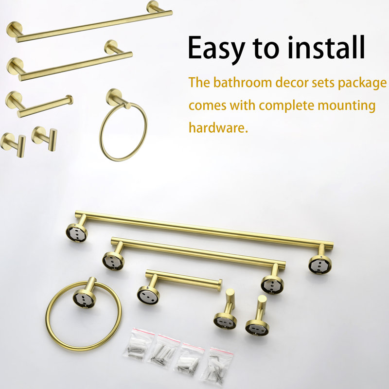 6 - Piece Bathroom Hardware Set, Gold