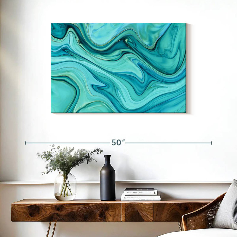 Avery Aqua Abstract, 24" H x 36" W