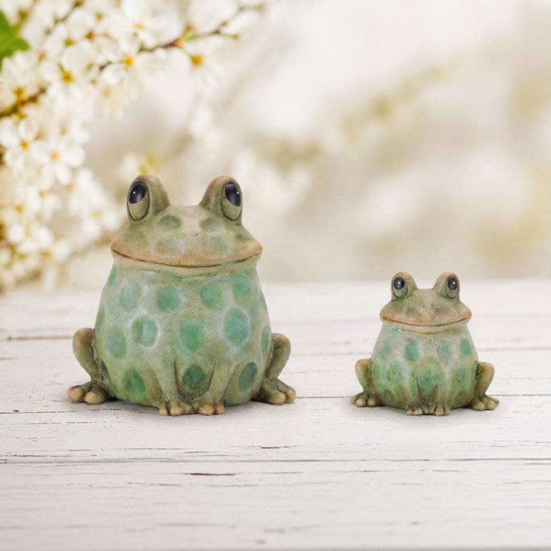 Grenouille de jardin en terre cuite assise (ensemble de 4)