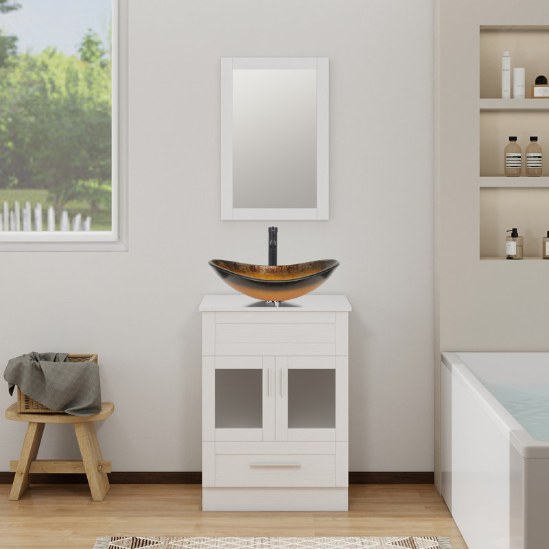 Burrigan 24'' Single Bathroom Vanity with Plastic Top