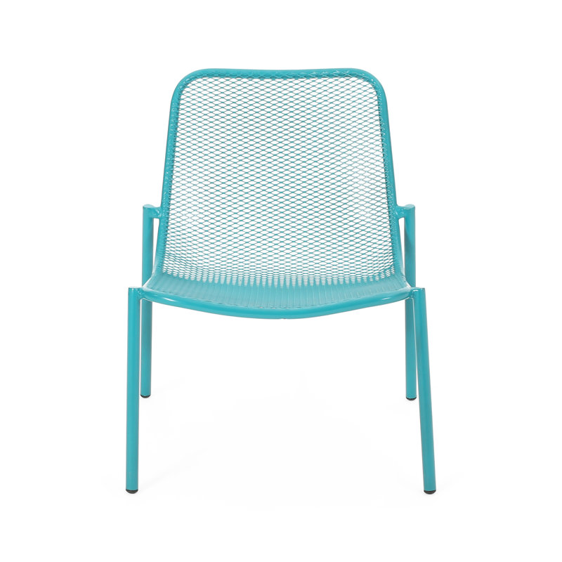 Chaise empilable d'extérieur, assise en maille, 66 x 56,5 x 66 cm, couleur turquoise, style moderne, résistante aux intempéries, 66 x 56,5 x 66 cm