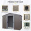 Remise de rangement extérieure en métal 8 pi x 4 pi avec fenêtre et fondation en métal, gris-129701299