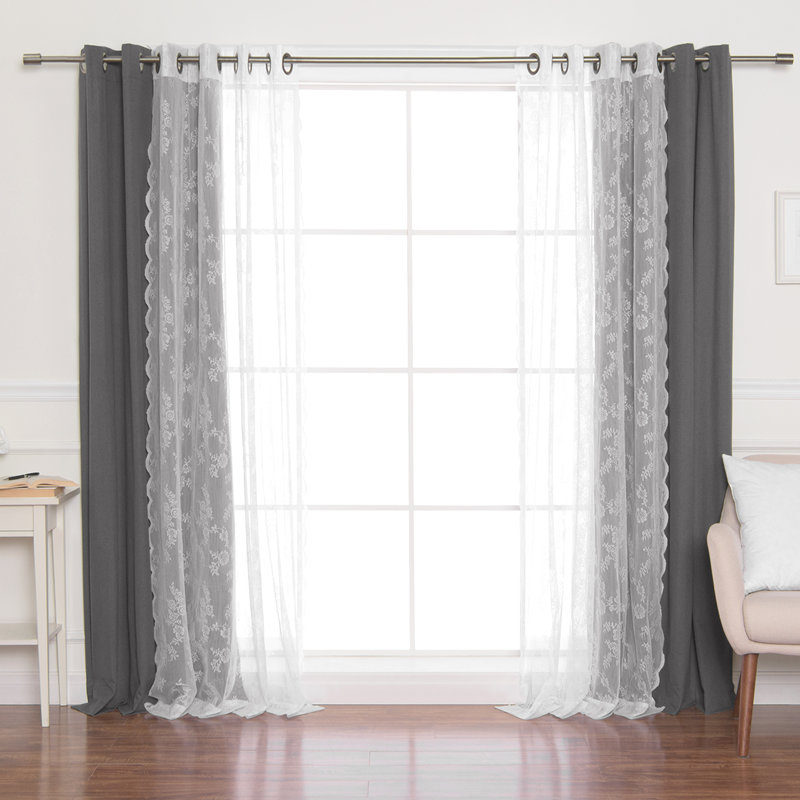 Paire de rideaux occultant Fortney Rose Sheers Max, Gris foncé, 52 po x 84 po
