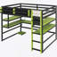 Full Size Wood Loft Bed With Desk,Side Storage Rack,Multi-Storage Shelves And RGB Light,Red-71119377-71119378
