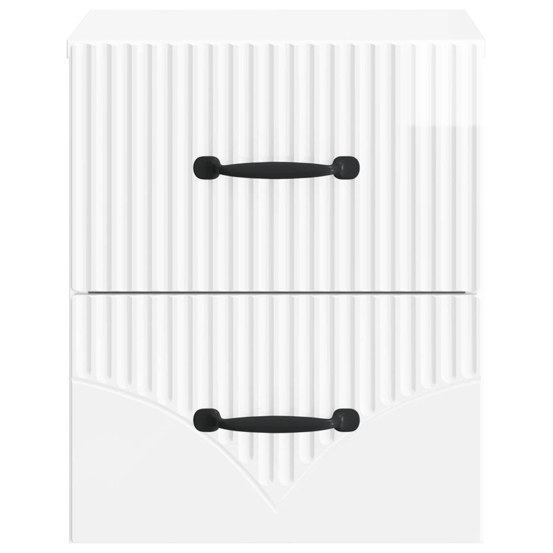 34.5cm W Manufactured Wood Bedside Table, High Gloss White