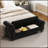 64.5" Nails Tufted Velvet Upholstery Bed Bench with Storage-1127585378