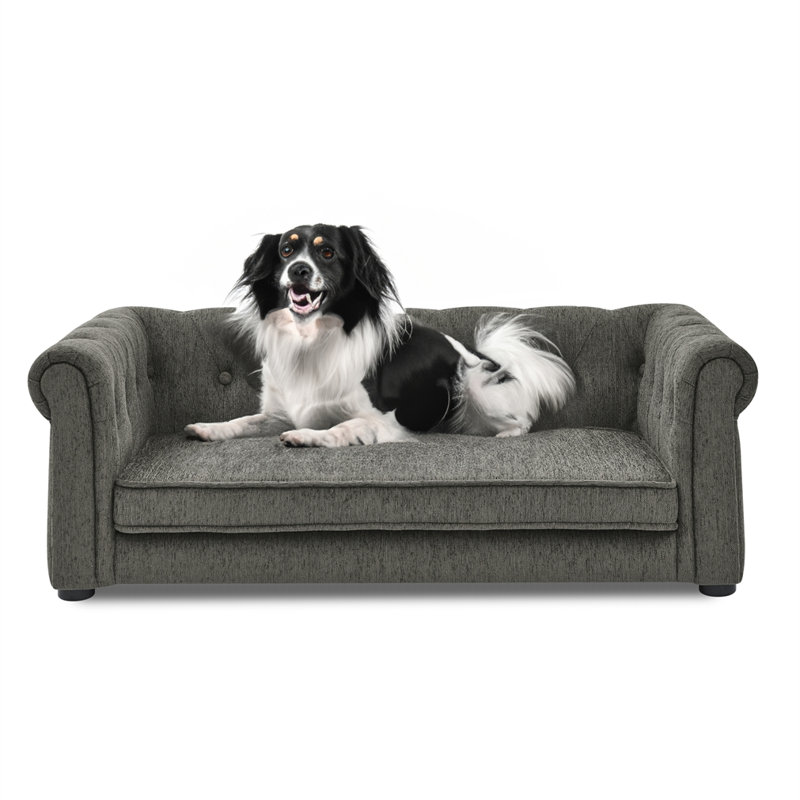 Elegant Rectangular Pet Bed, Dark Gray
