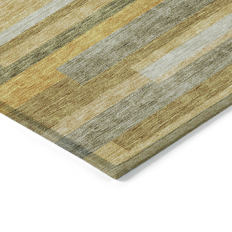 Tapis extérieur lavable rayé 3 pi x 5 pi doré