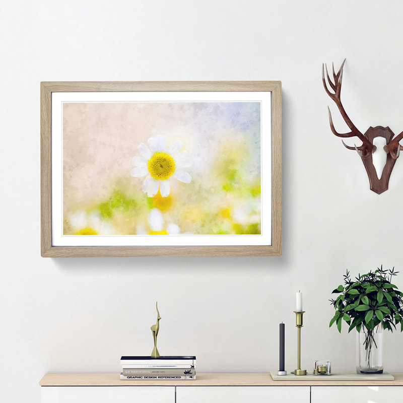 Daisy Flower View - Picture Frame Painting Print, Oak Framed, 62cm H x 87cm W x 2cm D