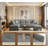 Fabric Sectional with Hidden Table and Storage Ottoman for Small Spaces, Gray-359211240-359211243