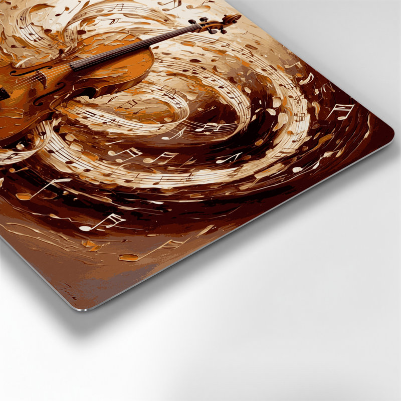 «Music Cello Brown», art mural en métal, H 11 po x l 14 po