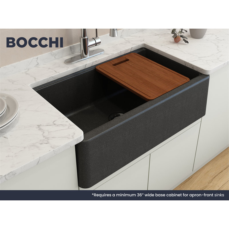 Arona 33'' L Single Basin Kitchen Sink, Metallic Black