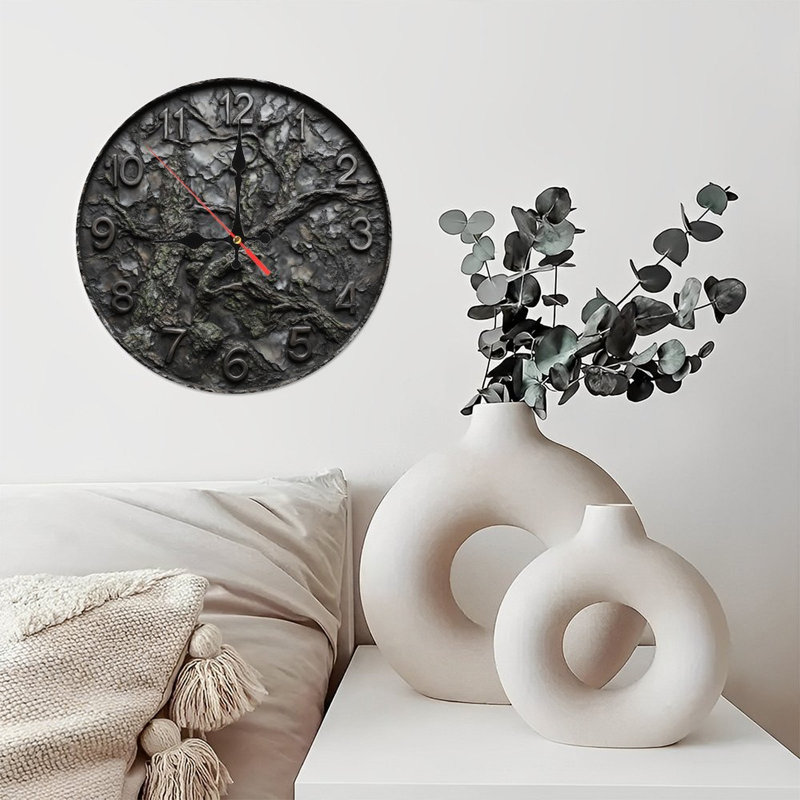 Tree Bark Textured Clock Face