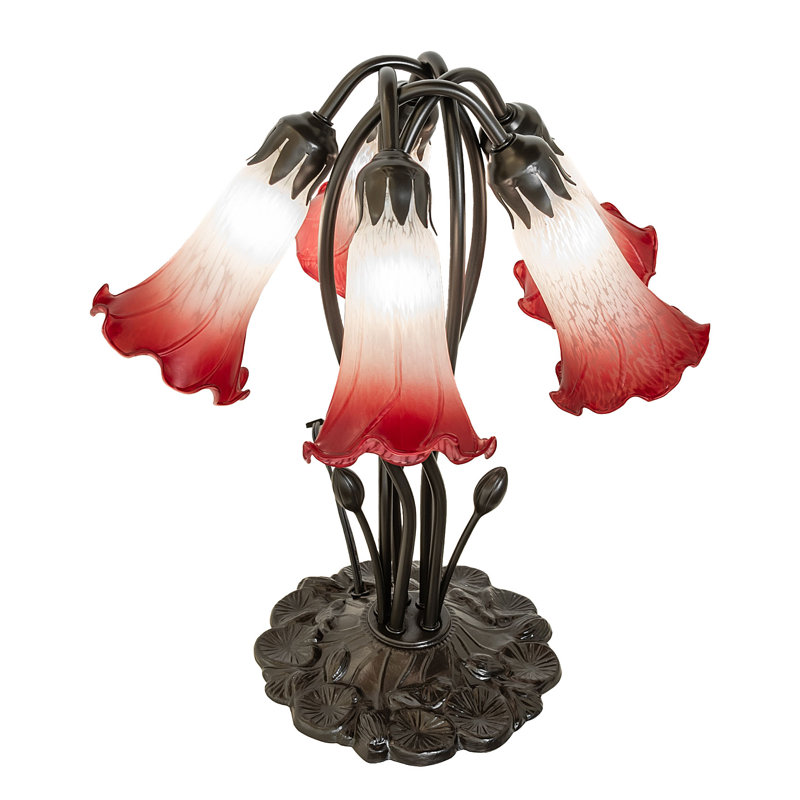 Tiffany Table Lamp, In-Line, Pink/White