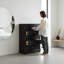 Commode 5 tiroirs cerisier foncé avec joints en queue d'aronde anglaise, pieds de support et poignées de tiroir suspendues - Mobilier de chambre à coucher transitionnel