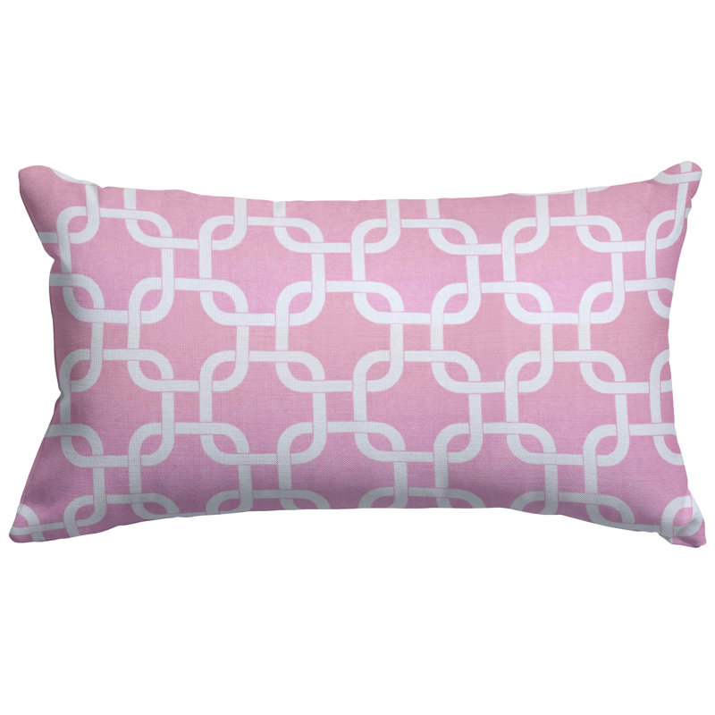 Links Geometric Outdoor Reversible Throw Pillow, Pink