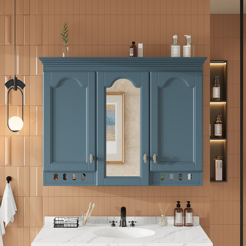 Armoire de rangement murale moderne avec tablettes réglables et charnières à fermeture en douceur, rangement polyvalent pour la salle de bain, le salon et la chambre à coucher
