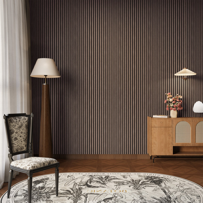 2 PCS 94"L x 24"W Acoustic Slat Wall Panels, Eco-Wood Look for Home/Office Wall & Ceiling (31.34 sq. ft.), Walnut JK