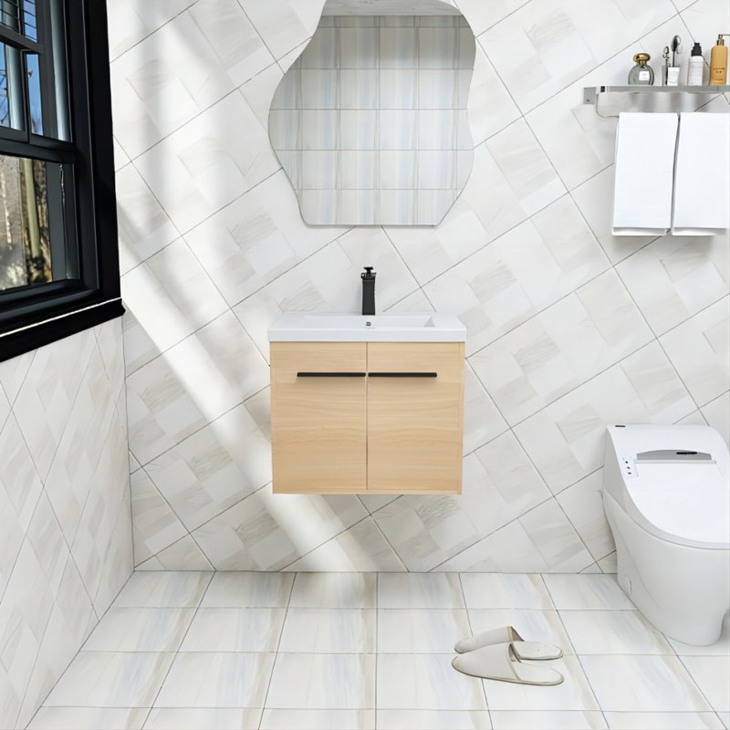 24.09'' Single Bathroom Vanity with Resin Top