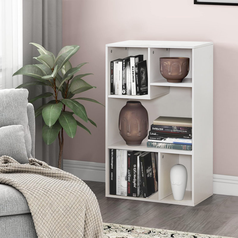 Ensemble de 3 bibliothèques blanches, simple bibliothèque noire à 15 cubes, petite armoire de rangement avec tablettes ouvertes