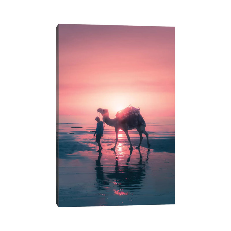 Sunset Camel by Jaxon Roberts - Wrapped Canvas Print