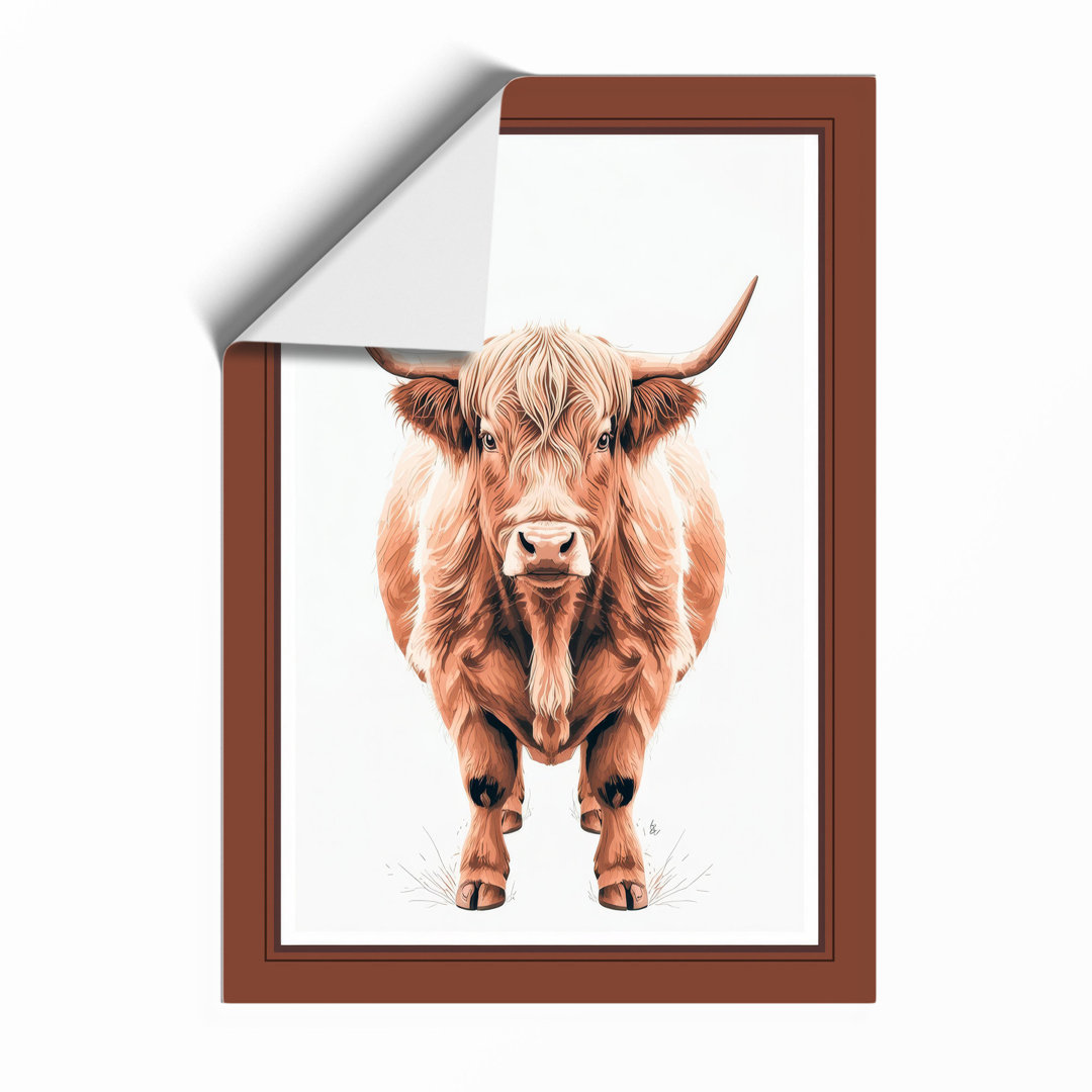 Highland Cattle Portrait Modern - Framed Print