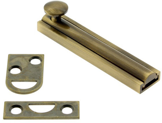 Solid Brass Surface Bolt, Antique Brass