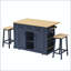 Îlot de cuisine 53 po avec 2 tabourets de bar, prise de courant, rangement et chariot roulant-95657569