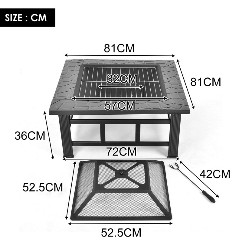 Bartolo Square Steel Smokeless Outdoor Fireplace