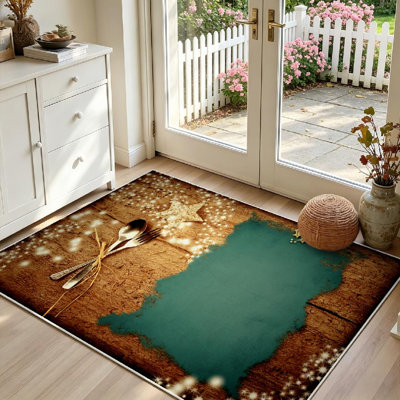 Tapis d'intérieur blanc lavable à la machine, idéal pour écrire le menu de Noël