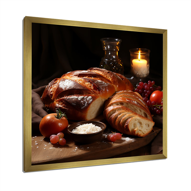 Judaïsme Challah Traditional Feast I sur impression sur toile, Cadre doré simple, H 24 po x l 24 po x P 1 po