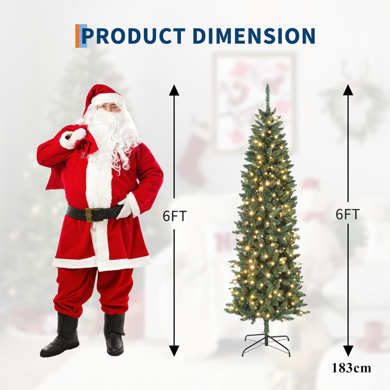 Lighted Artificial Christmas Tree, 6' H