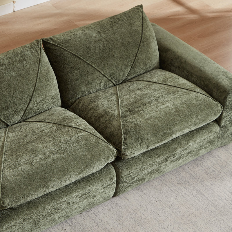 Canapés modulaires Boneless, Chenille verte, H 30 po x l 119 po x P 71 po