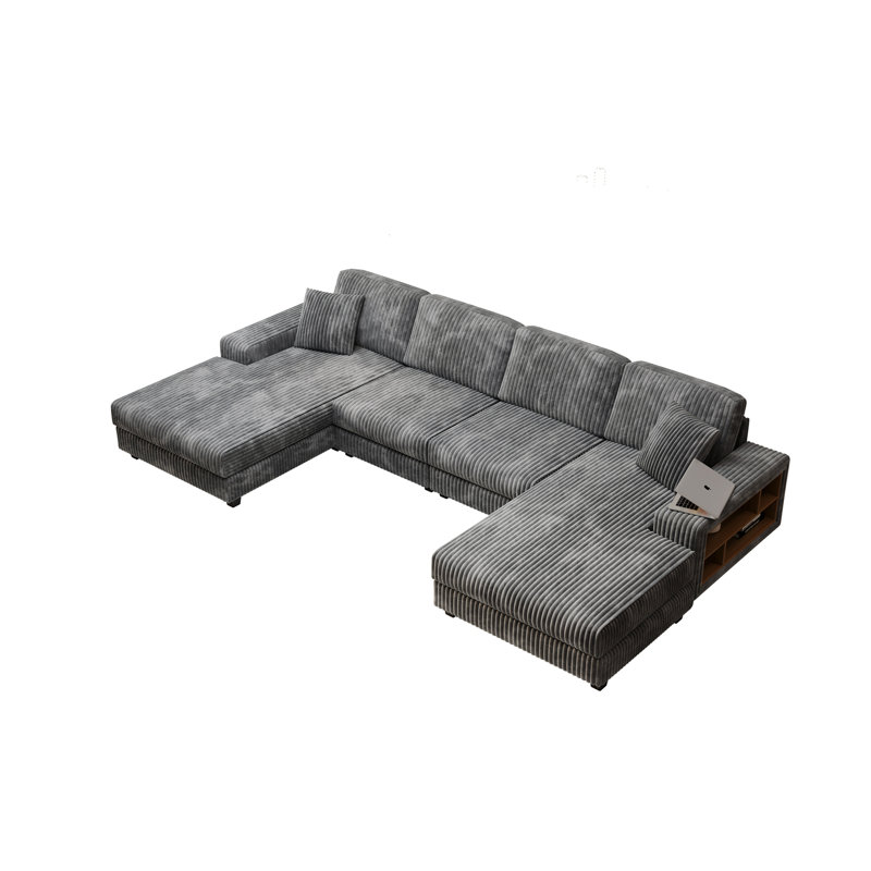 Canapé convertible en forme de U, Tissu gris foncé