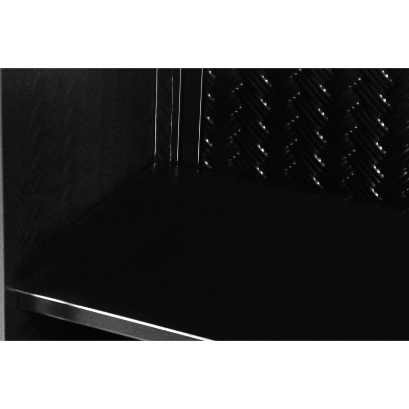 Armoire murale moderne à deux portes, buffet de salon, armoire d'appoint avec motif tissé, Noir, noir, noir, noir