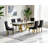 Modern Faux Marble Dining Table Set, Luxury 70" Dining Room Table with Velvet Upholstered Chairs, Luxurious Kitchen Table with Stainless Steel Pedestal, Dining Table Set-1481114858-1481114863-1481114835