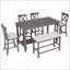 Ensemble de salle à manger 6 pièces à hauteur de comptoir avec table, 4 chaises et banc pour un repas élégant et fonctionnel (gris)