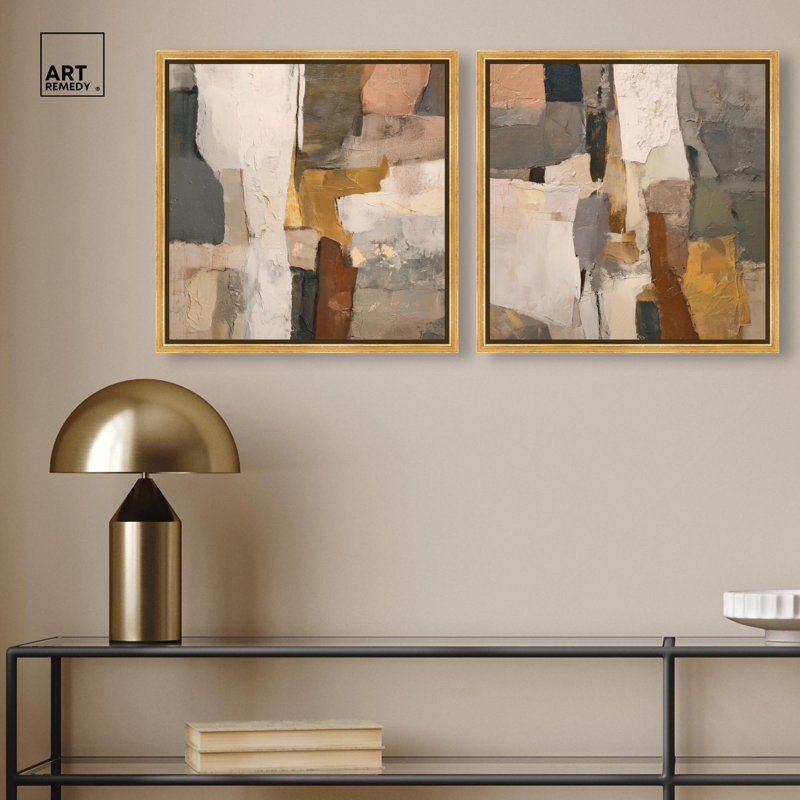 Ensemble de décoration murale Patchwork Plains Duo par Art Remedy, tendue sur châssis, 12 x 12, 12" H x 12" W