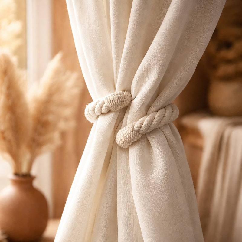 Élégants attaches de rideaux en corde - Retenues décoratives pour rideaux et rideaux - Parfait pour le salon, la chambre à coucher ou le bureau