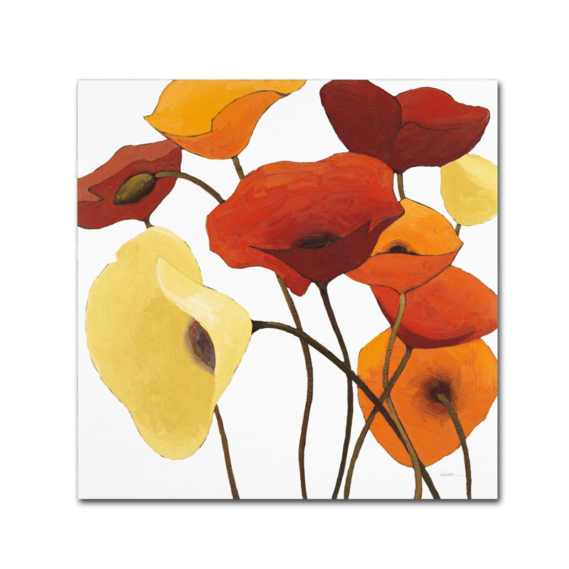 « up one on white yellow », reproduction sur toile tendue, H 14 po x l 14 po