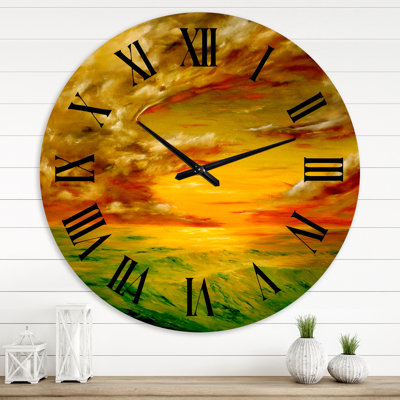 Coucher de soleil lumineux et coloré à Santa Rosa, en Californie - Horloge murale de ferme