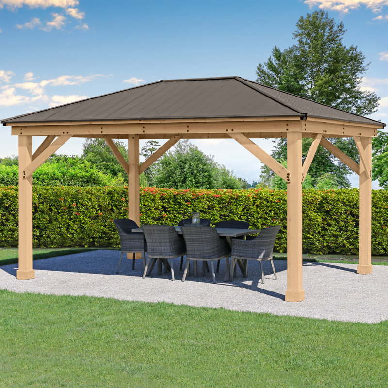 Meridian 12' x 16' Cedar Gazebo with Aluminum Roof