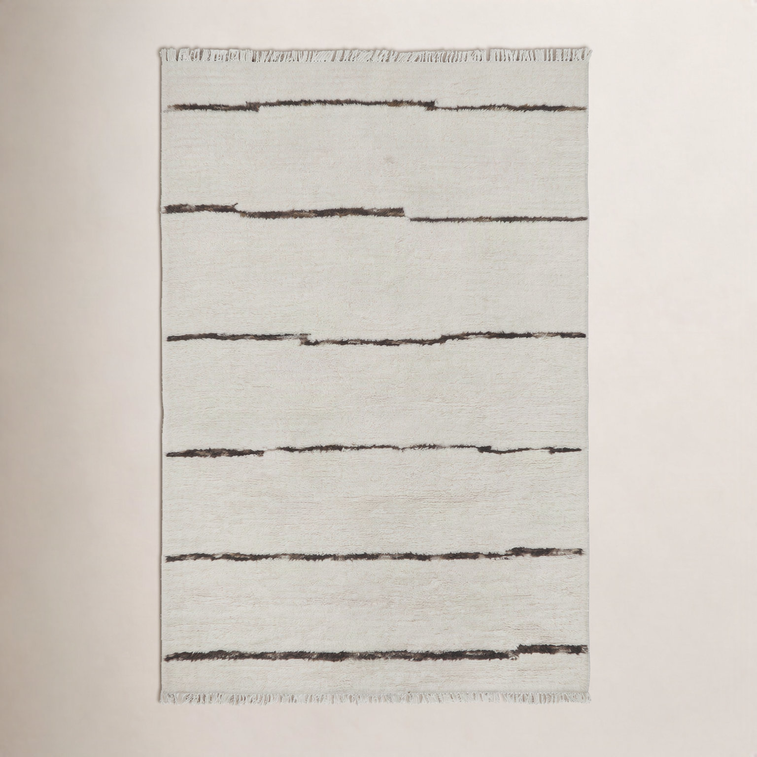 Hand-Woven Striped Wool Rug, Rectangle 5' x 7'6"