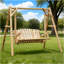 Banc de balançoire en bois 2 places, conception ergonomique, structure en «A», stable et antidérapant, balançoire de jardin en bois massif