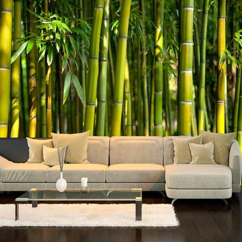 Bamboo Jungle Wall Mural, 82" L x 118" W, Bright Green