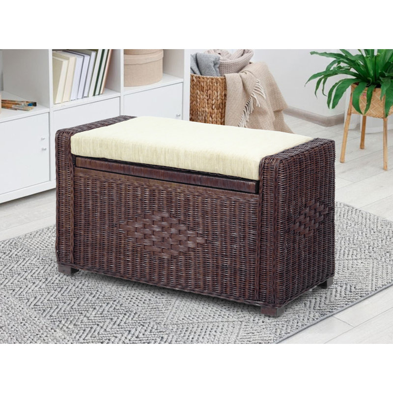 Repose-pieds rectangulaire avec rangement de 32 po Adero, Brun foncé
